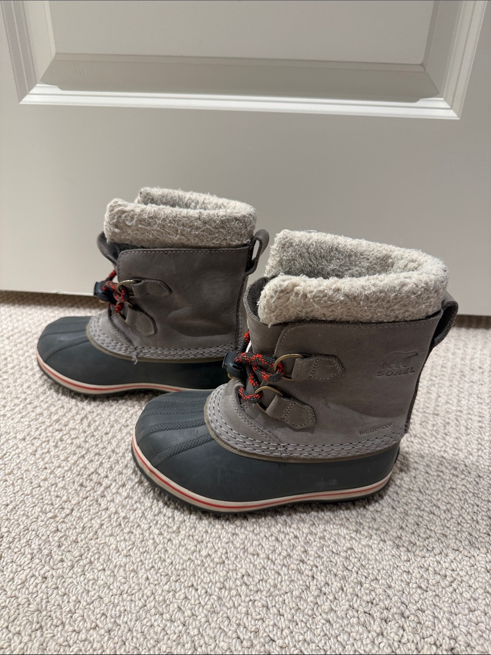 Sorel Toddler Grey & Black Waterproof Snow Boots with Fuzzy Cuff